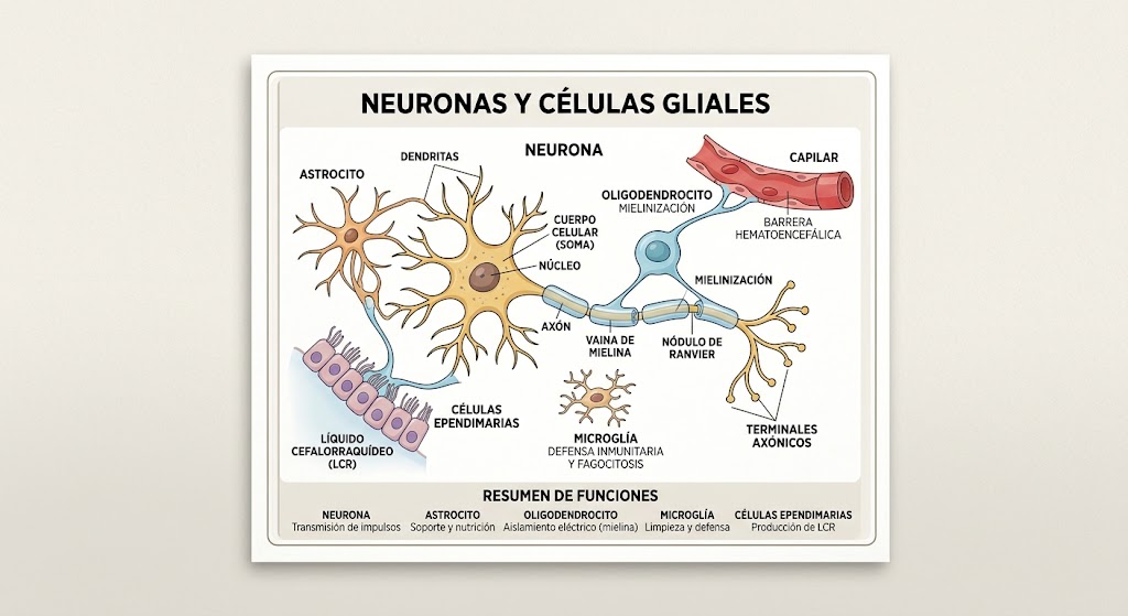 Neuronas y células gliales del sistema nervioso